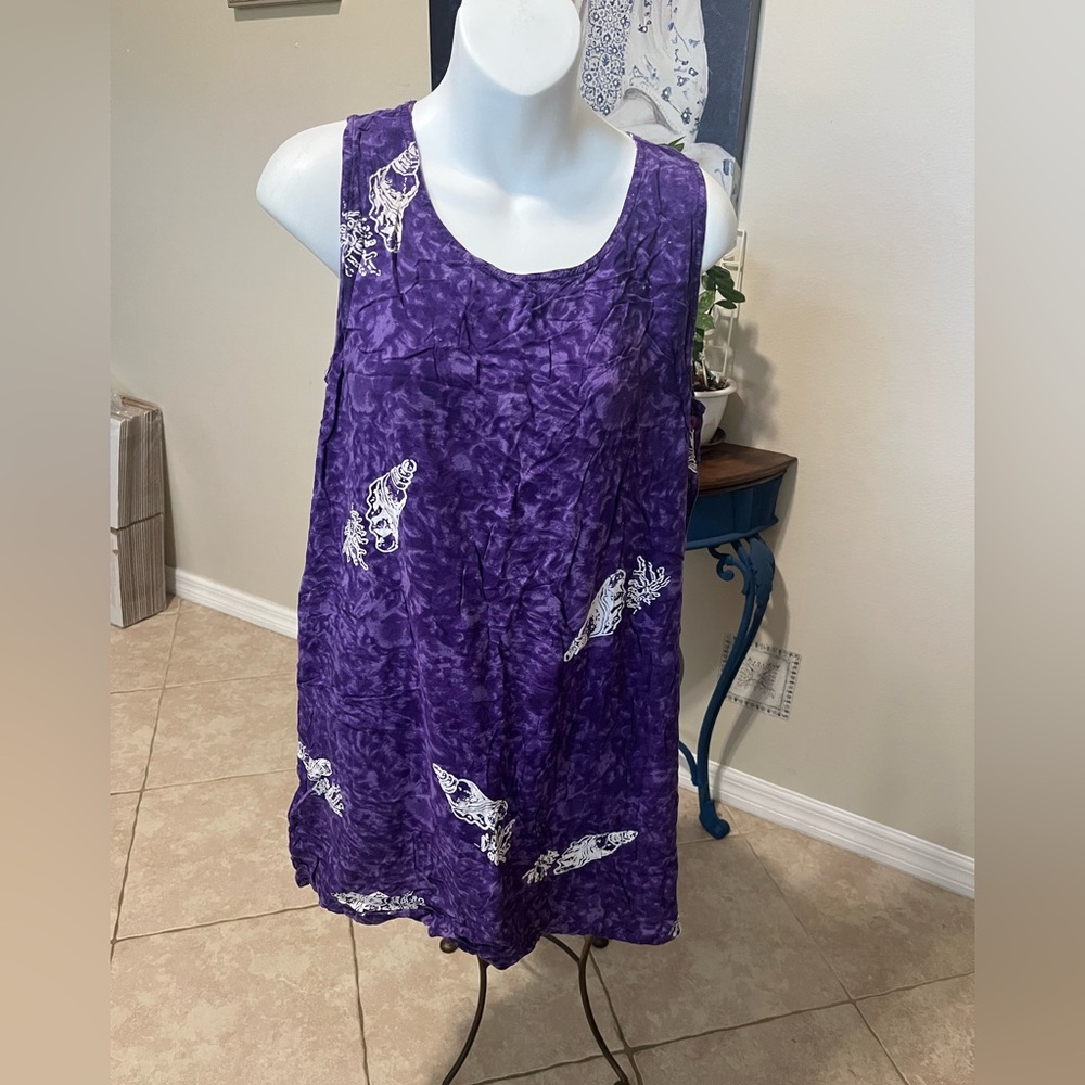Vintage 90’s MTB Meant To Be Mini Dress / Tunic Top w Tie Dye & Shell Pattern L